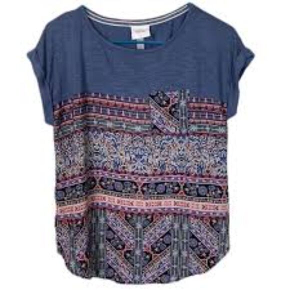 KNOX ROSE Patch Front Pocket Blouse Aztec Boho Womens Extra Small XS - Picture 4 of 14